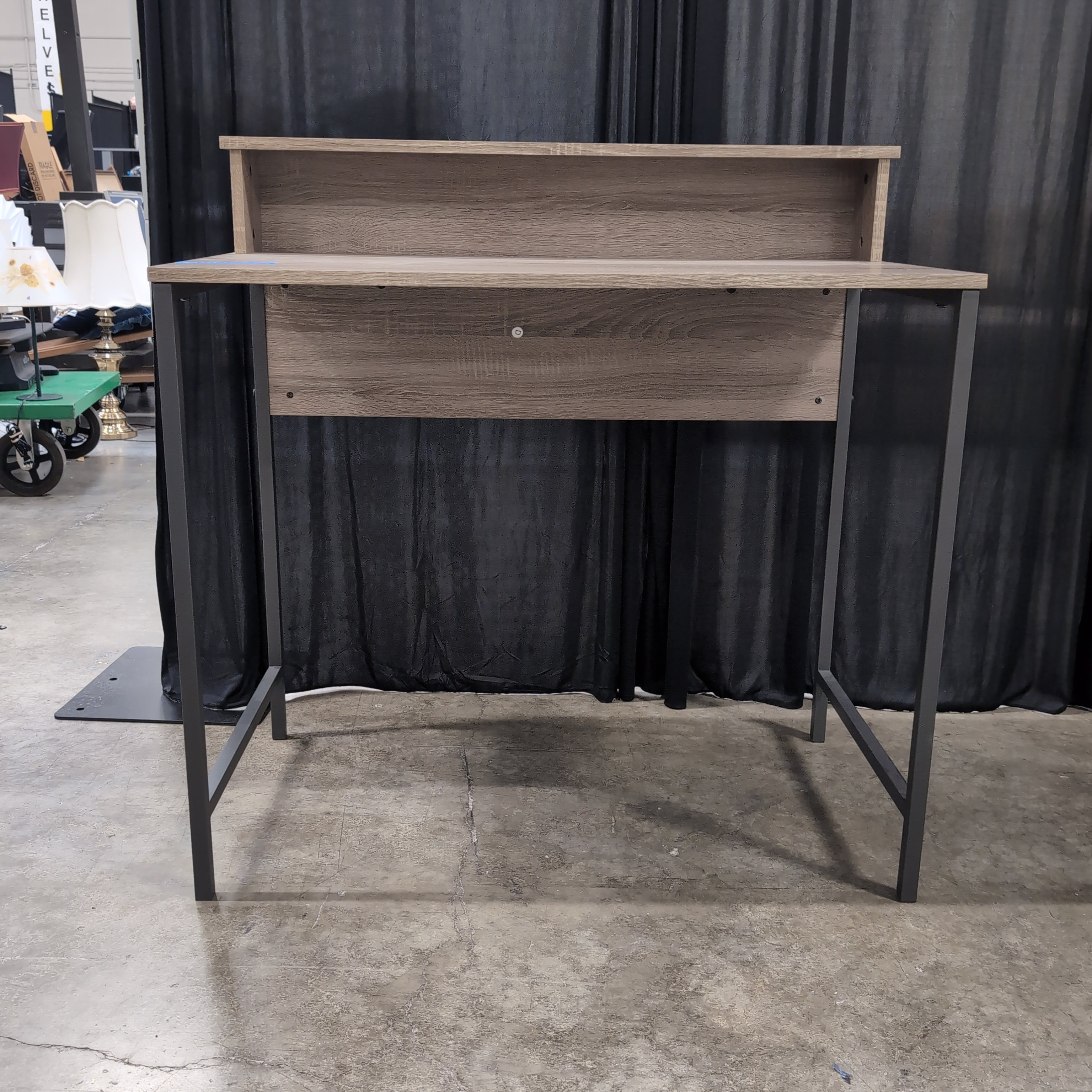 Modern Gray Wood-Look Desk with Hutch