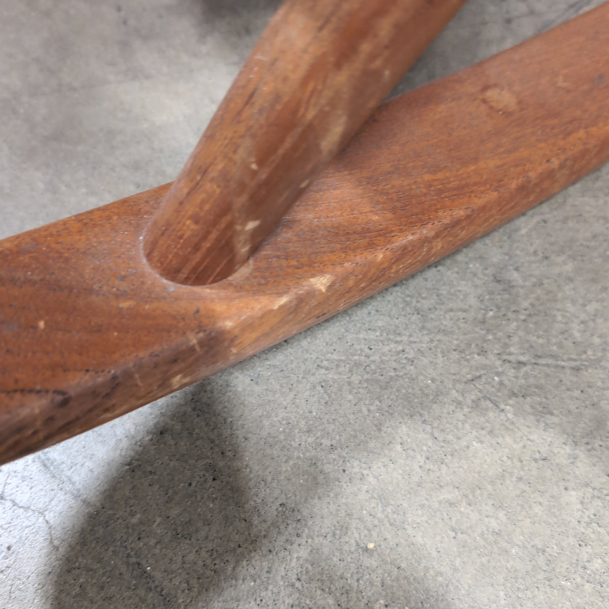 Mid-Century Style Wood Rocking Chair with Green Fabric