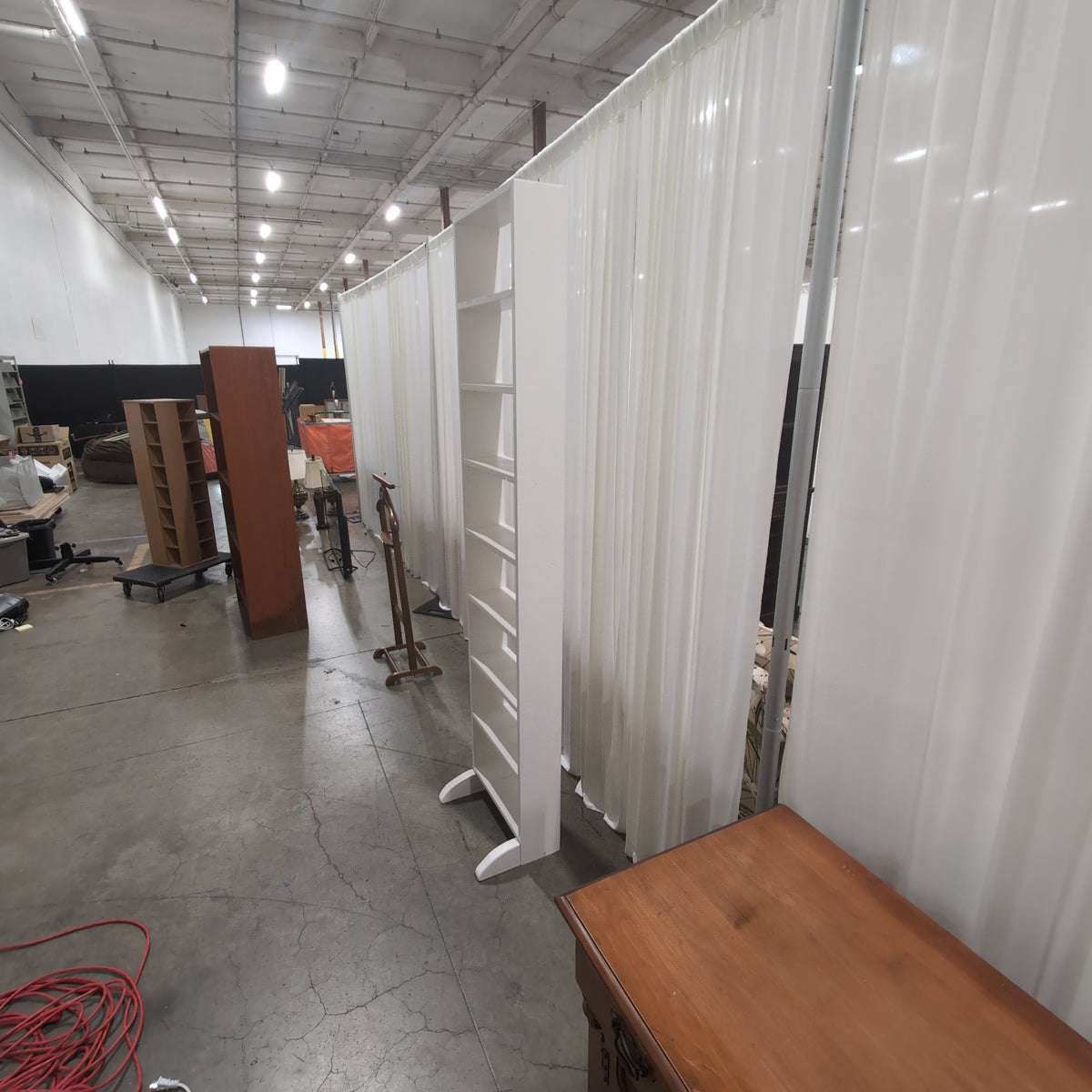 White Open Ladder-Style Bookcase with Multiple Shelves