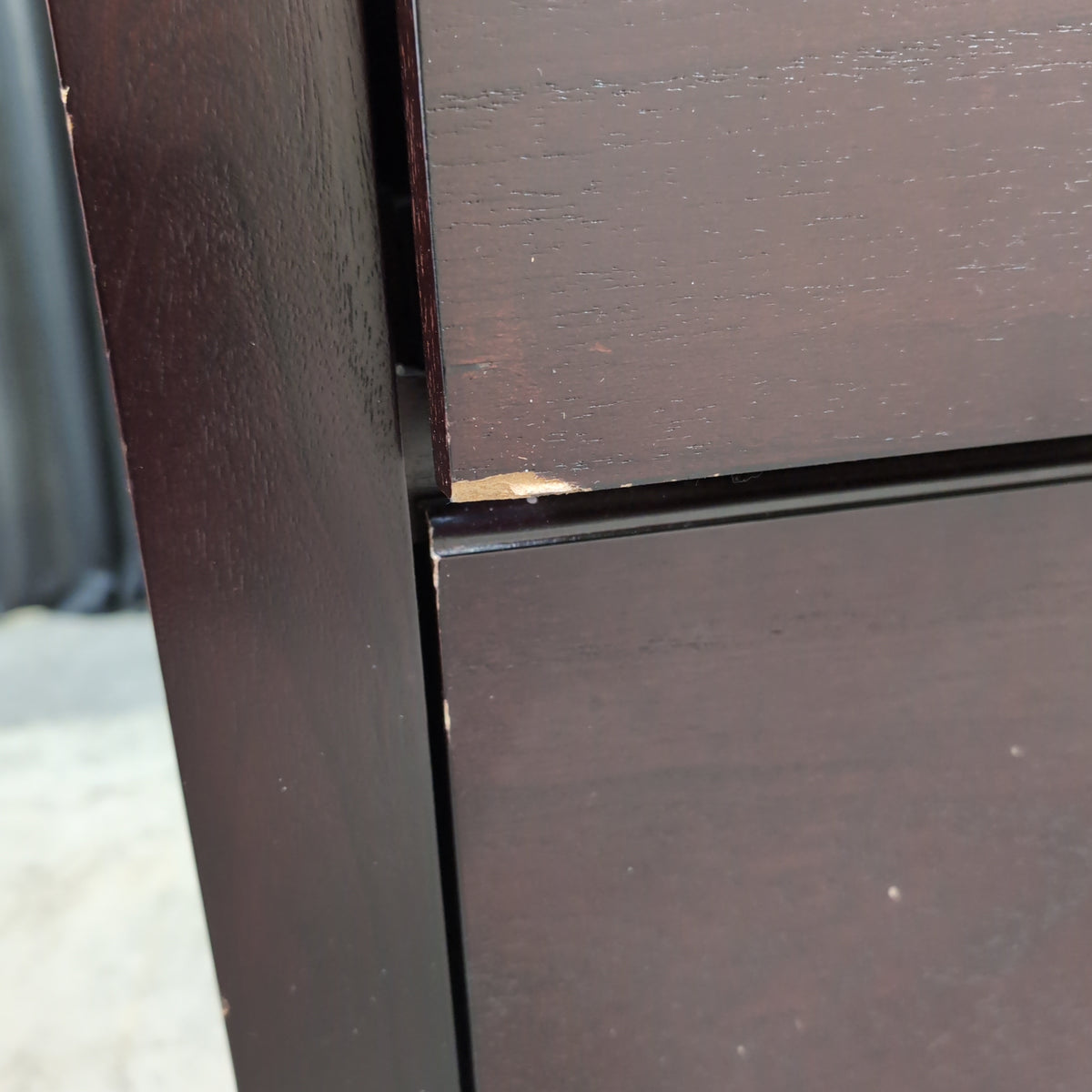 Dark Espresso Seven-Drawer Dresser with Silver Bar Pulls