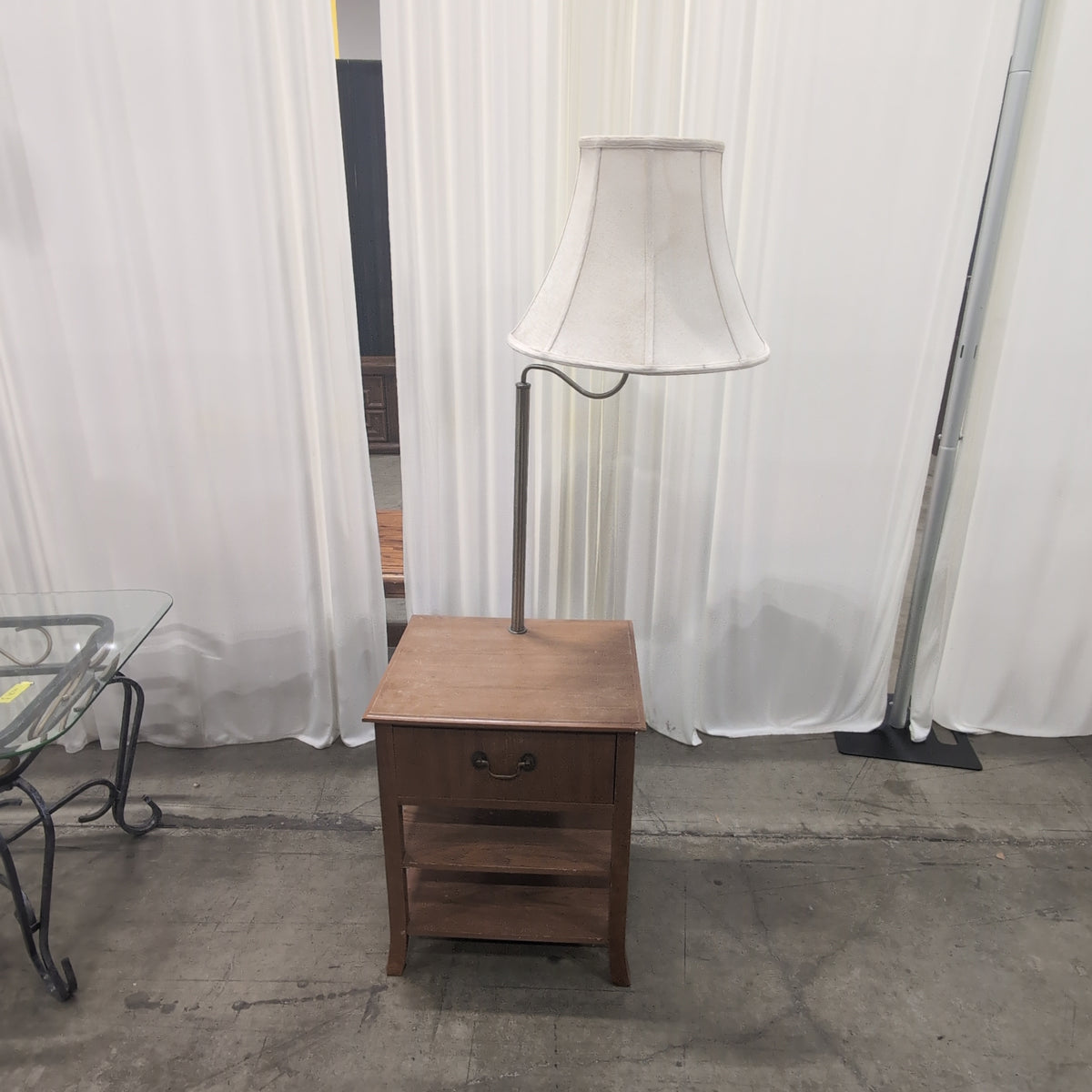 Brown Wood Nightstand with Single Drawer