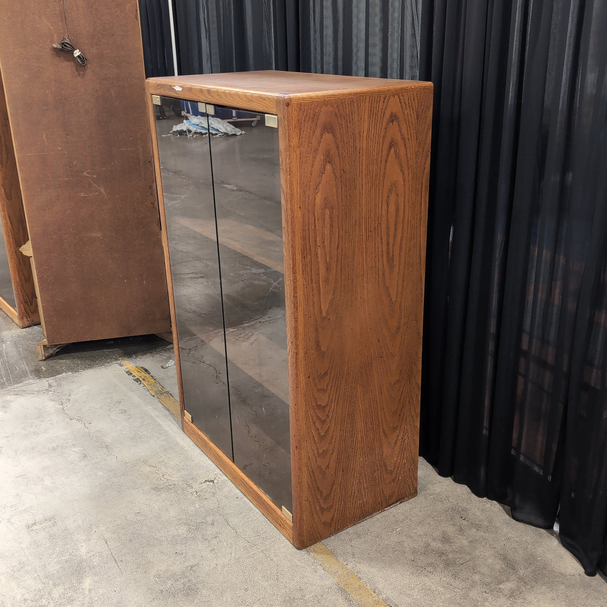 Wood Two-Door Cabinet with Glass Front