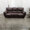 Brown Leather Three-Seat Recliner Couch