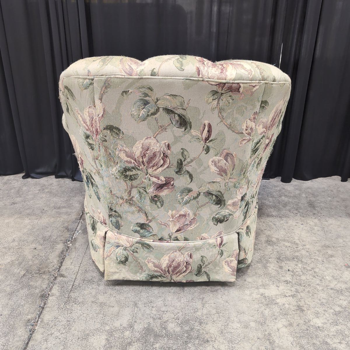 Green Floral Pattern Upholstered Armchair