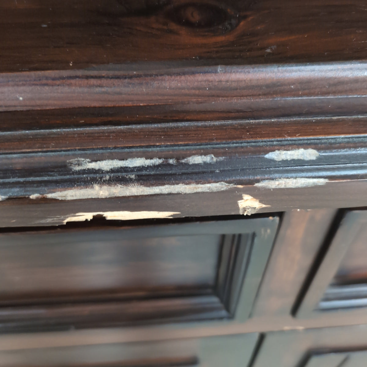 Dark Stained Hardwood China Cabinet and Buffet Set