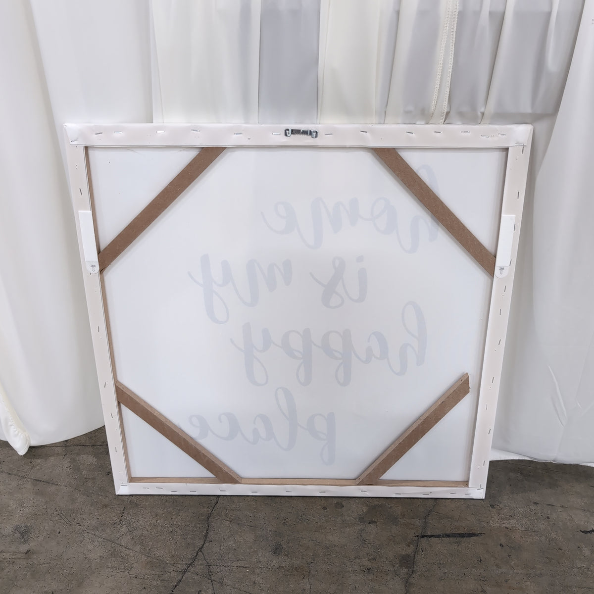 White Rectangular Wall Art with Script Text