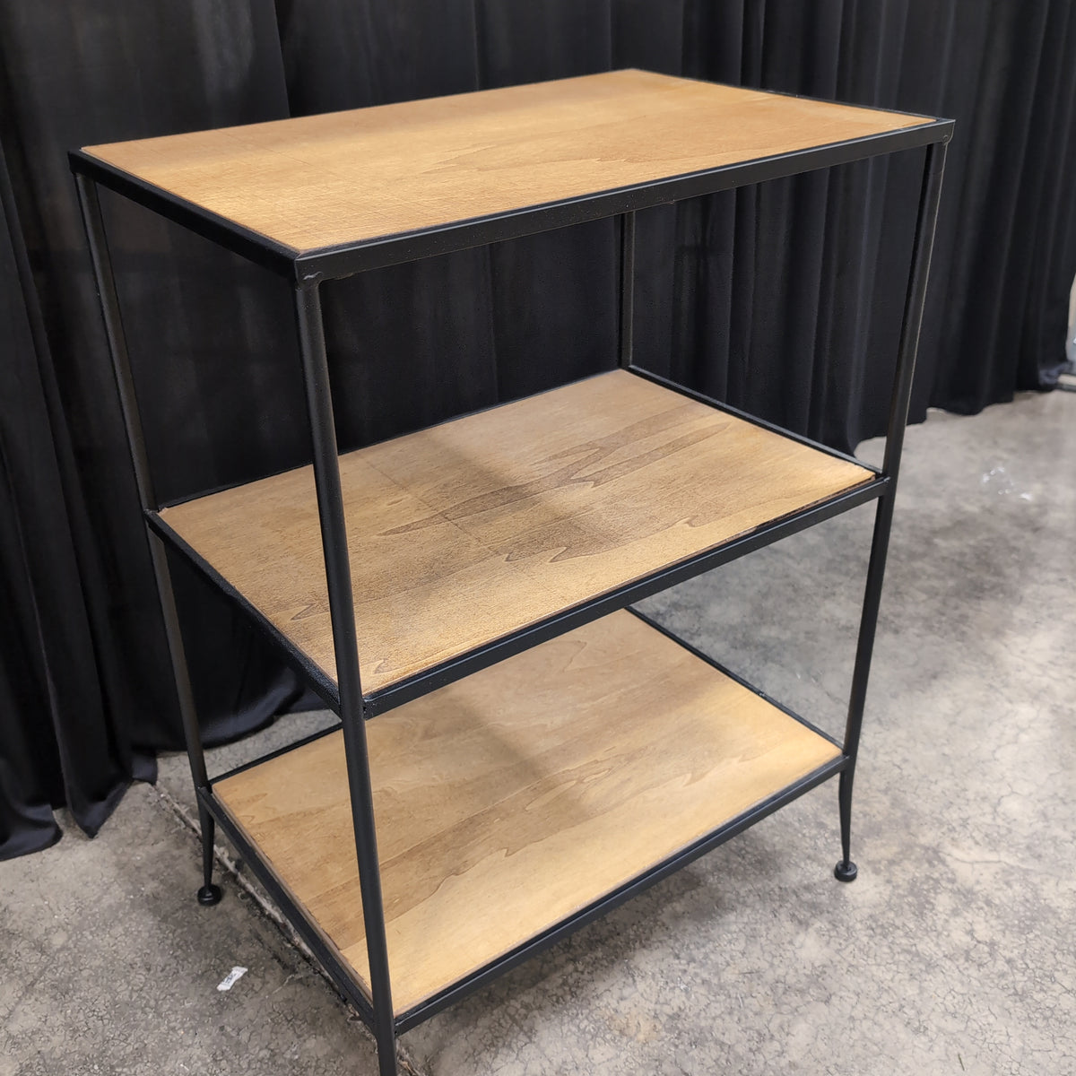 Industrial Black Metal Three-Tier End Table