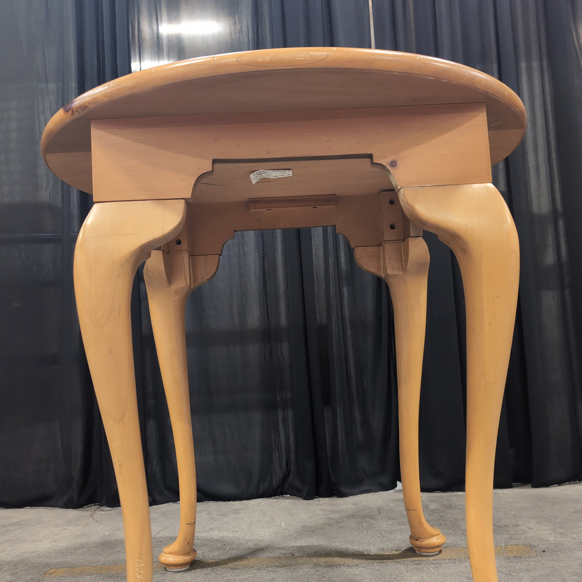 Light Wood Round End Table with Cabriole Legs