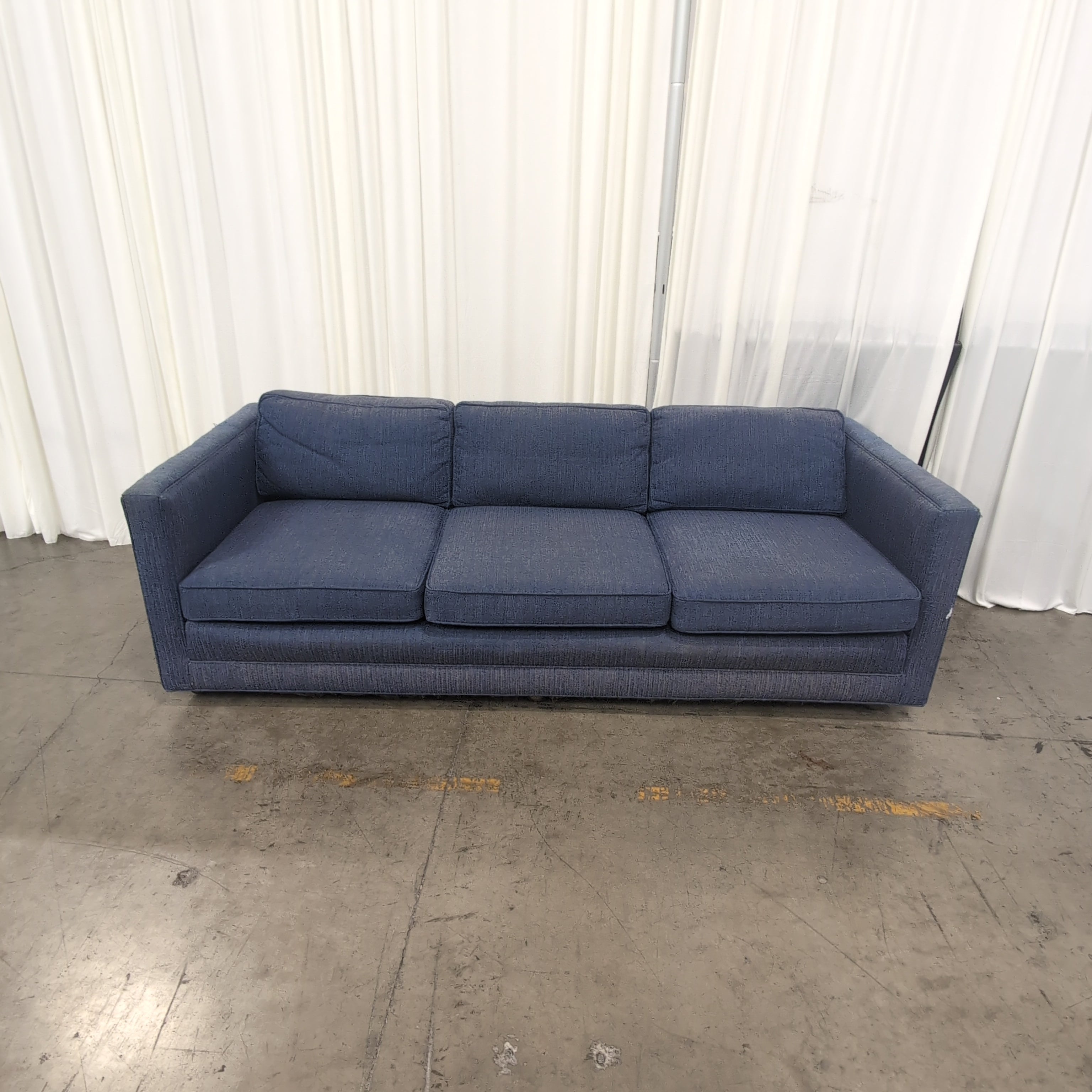 Blue Fabric Three-Cushion Couch