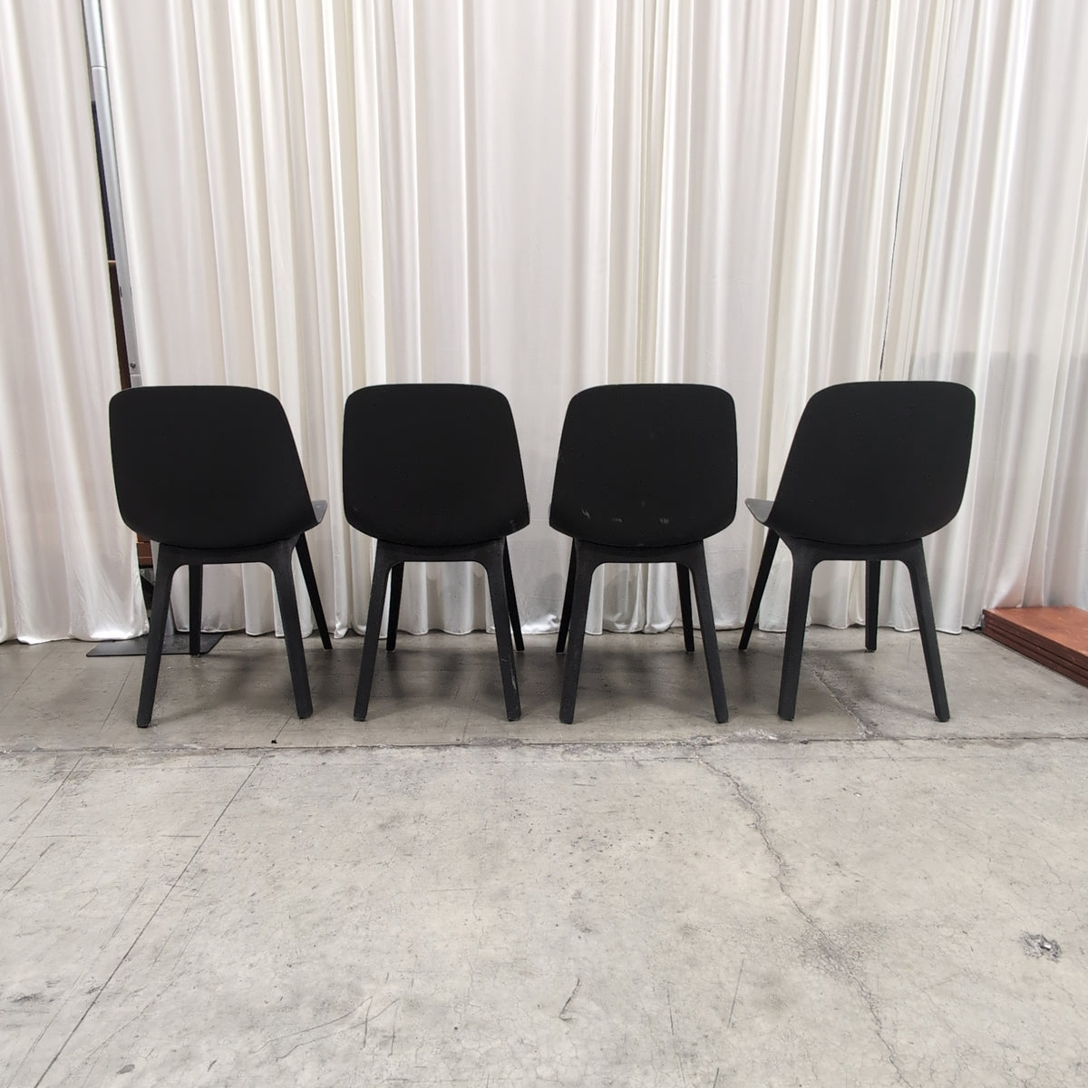 Black Molded Plastic Dining Chair with Tapered Legs