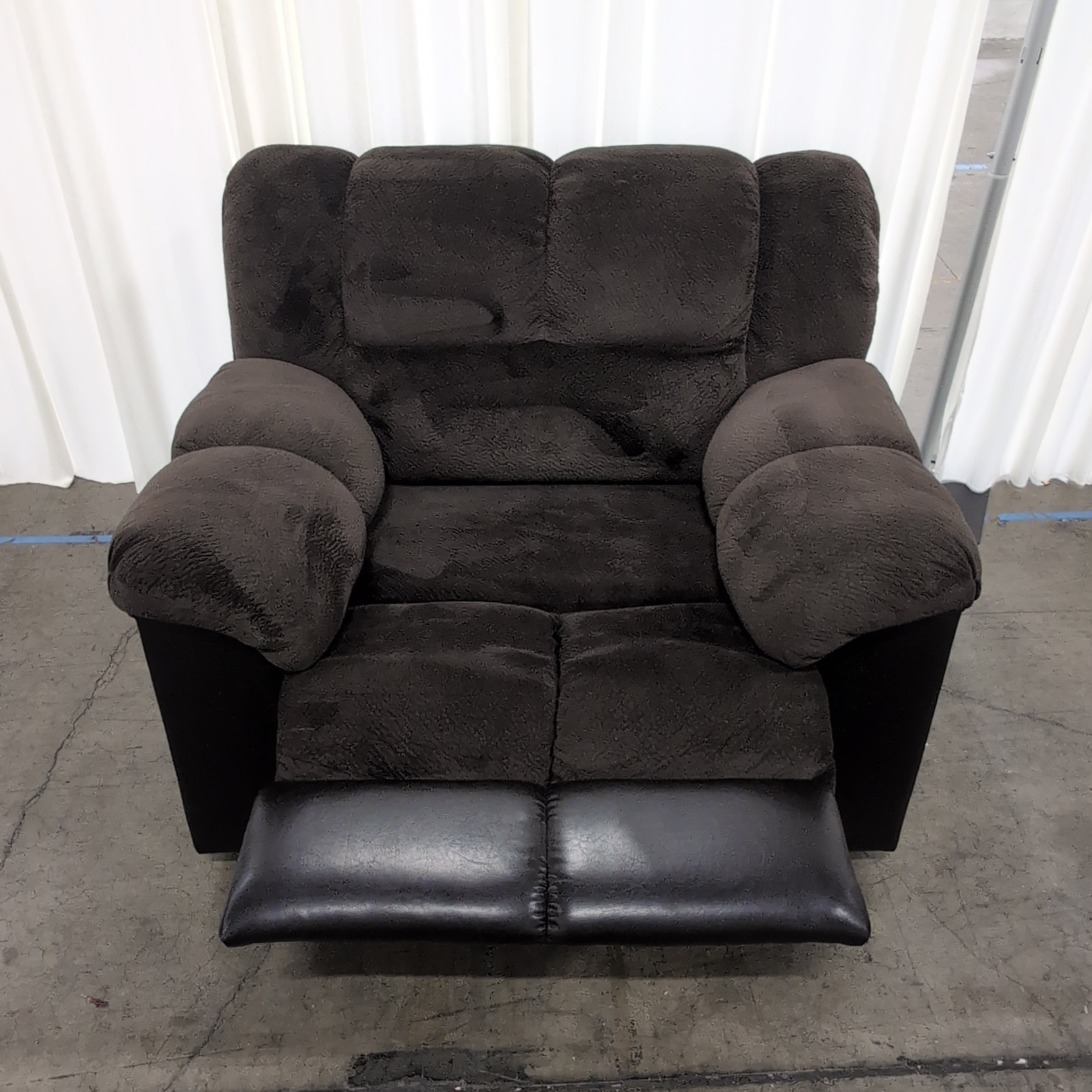 Charcoal Fabric Recliner with Faux Leather Accents