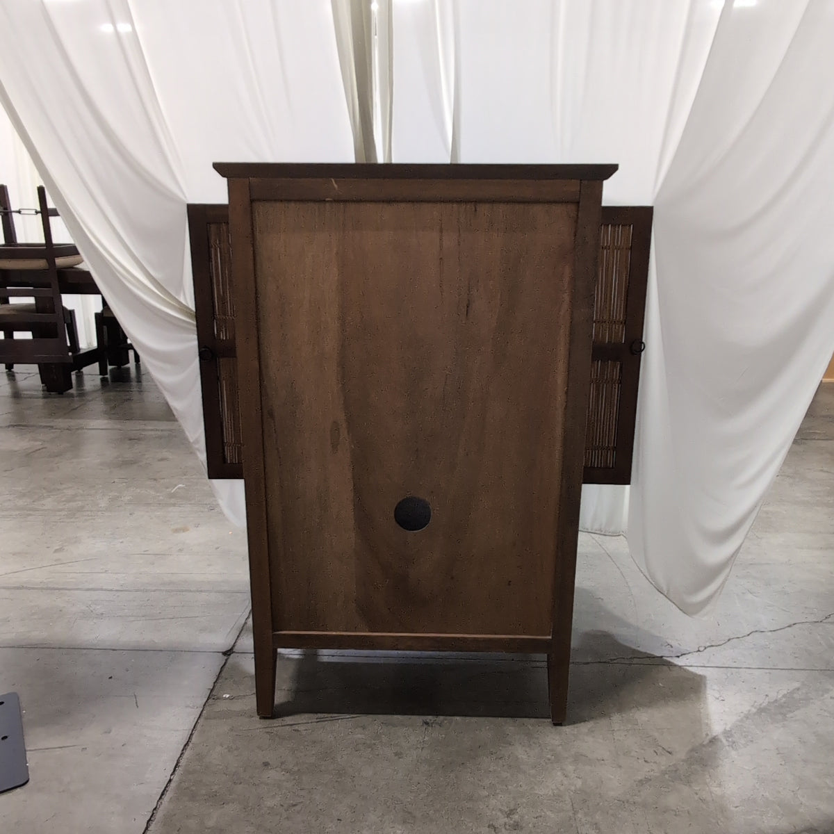 Dark Brown Wood Storage Cabinet with Bamboo Panels