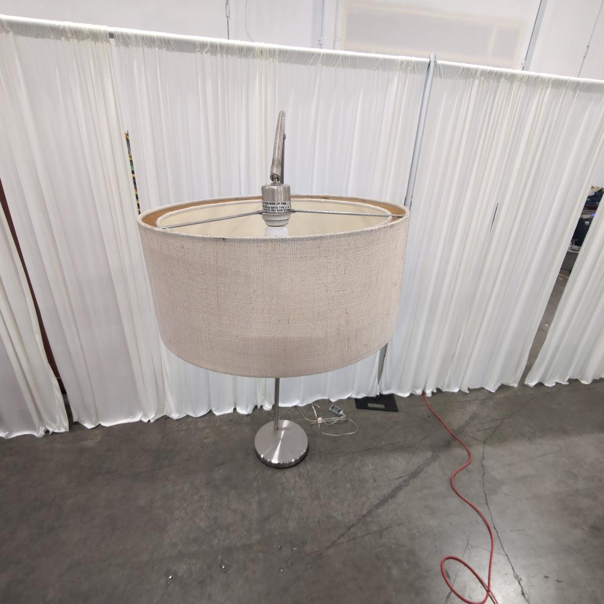 Modern Silver Arc Floor Lamp with Fabric Shade