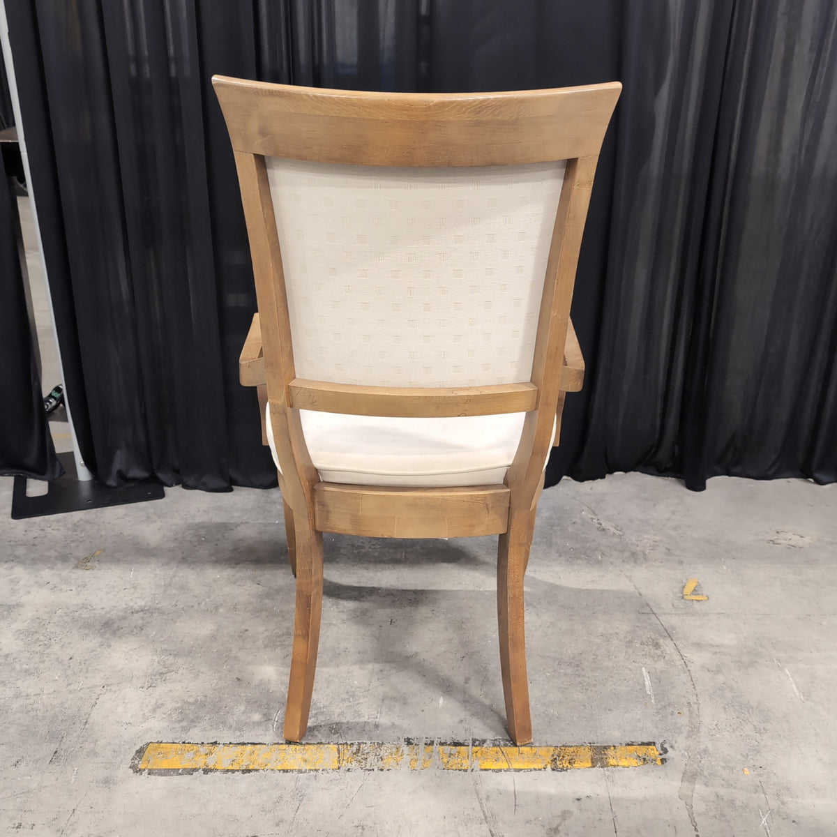 Traditional Wood Dining Armchair with Cream Upholstery