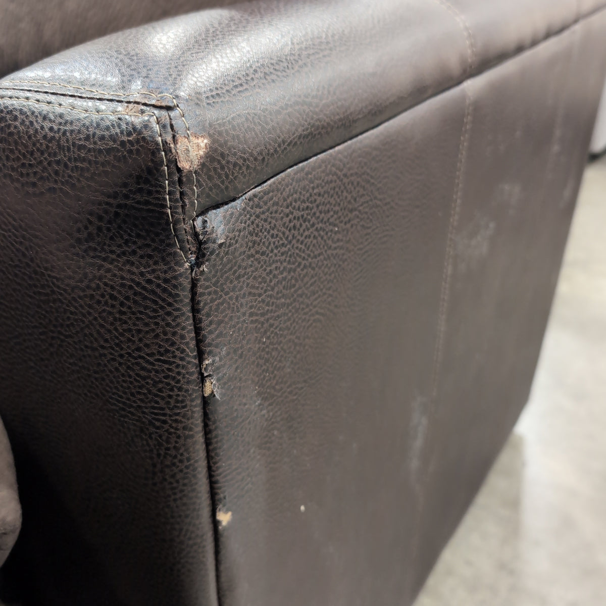 Brown Microfiber Couch with Glass Panel