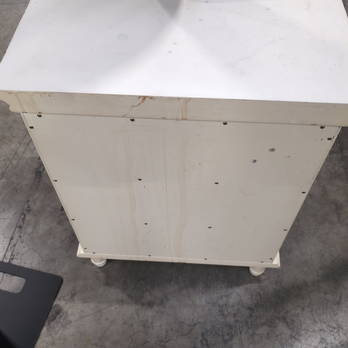 Simply Shabby Chic-Cream Wood Three-Drawer Nightstand with Crystal Knobs