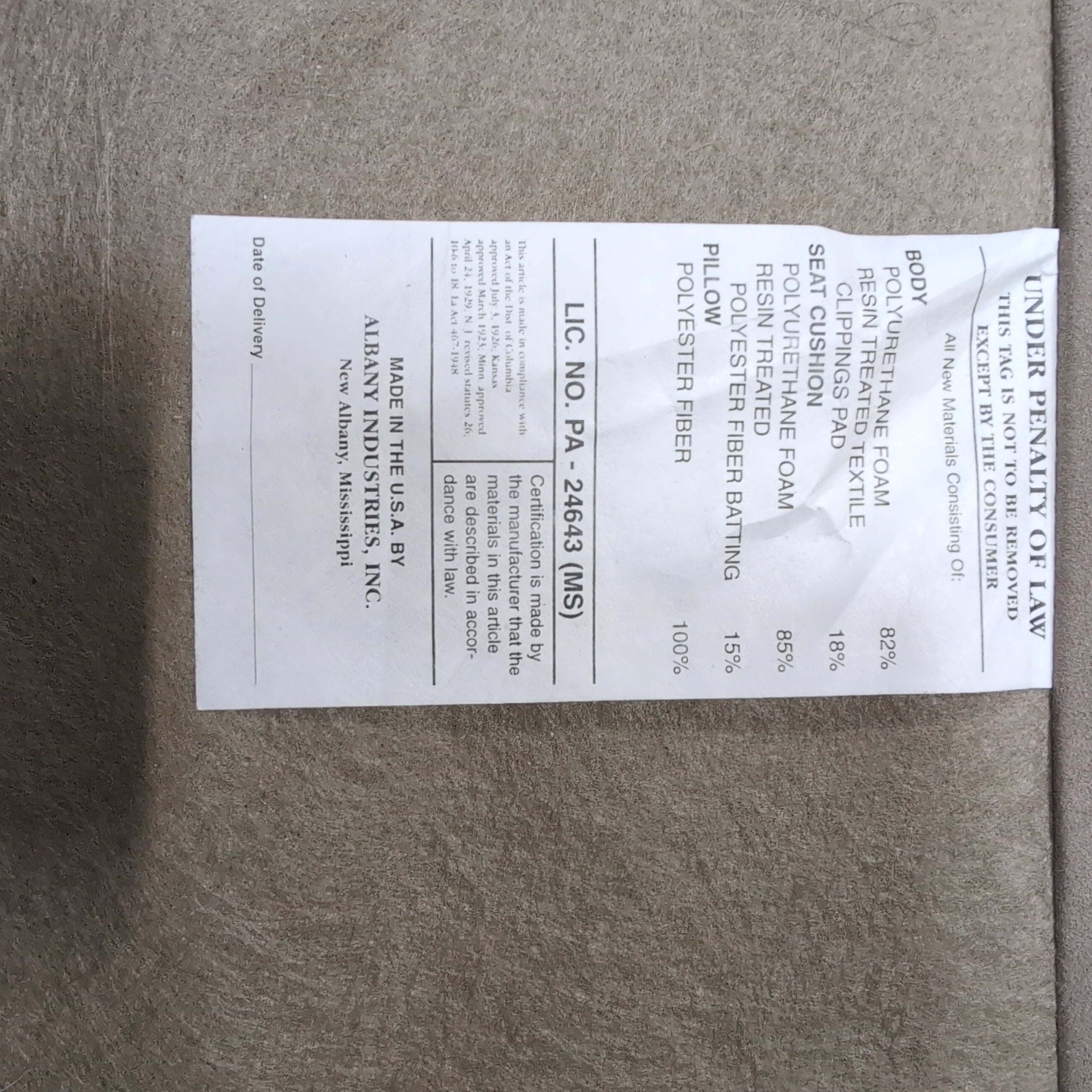 Light Brown Three-Cushion Couch in Microfiber