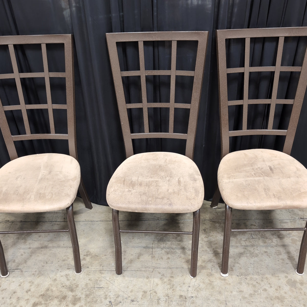 Set of Four Brown Metal Dining Chairs