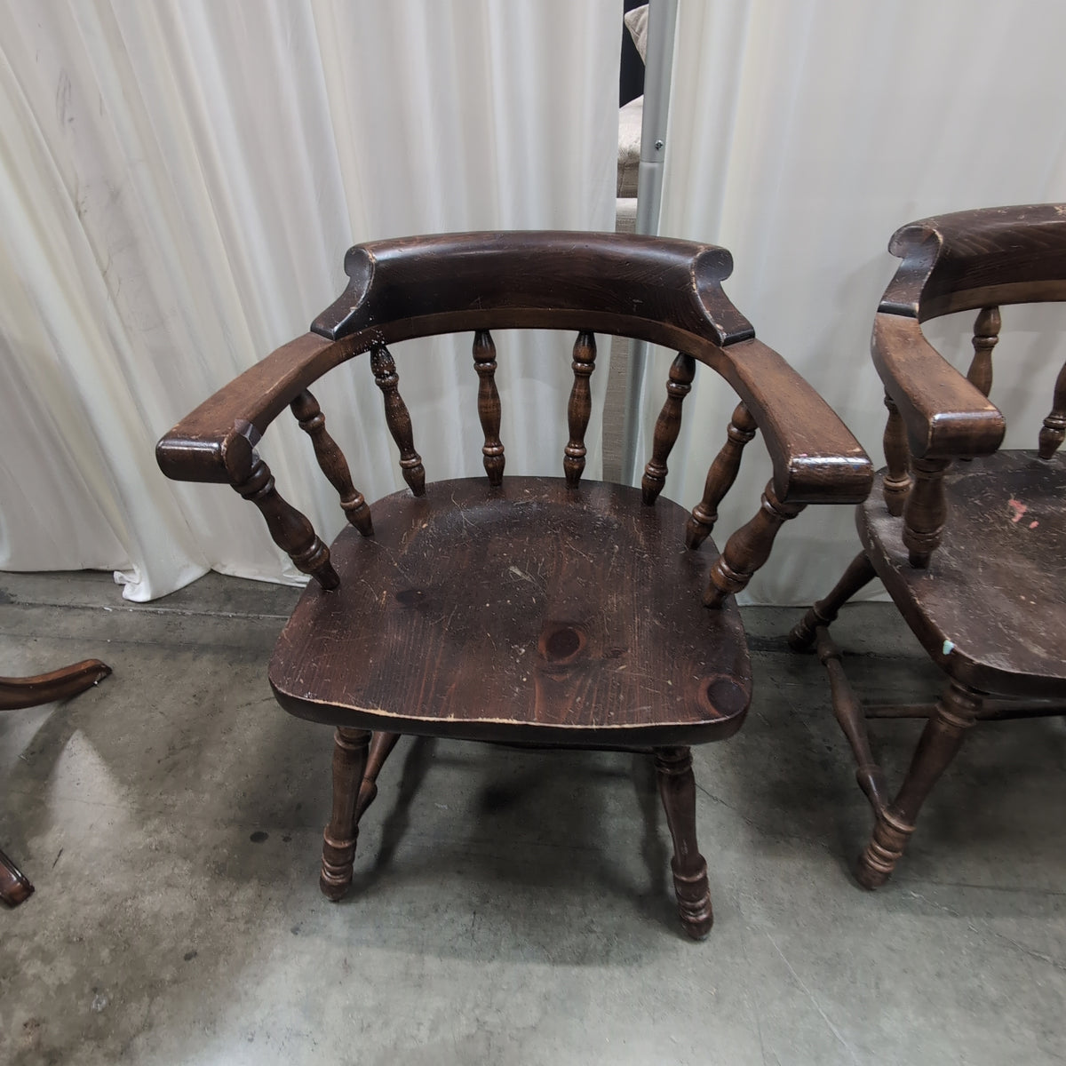 Dark Wood Round Dining Table with Spindle Chairs