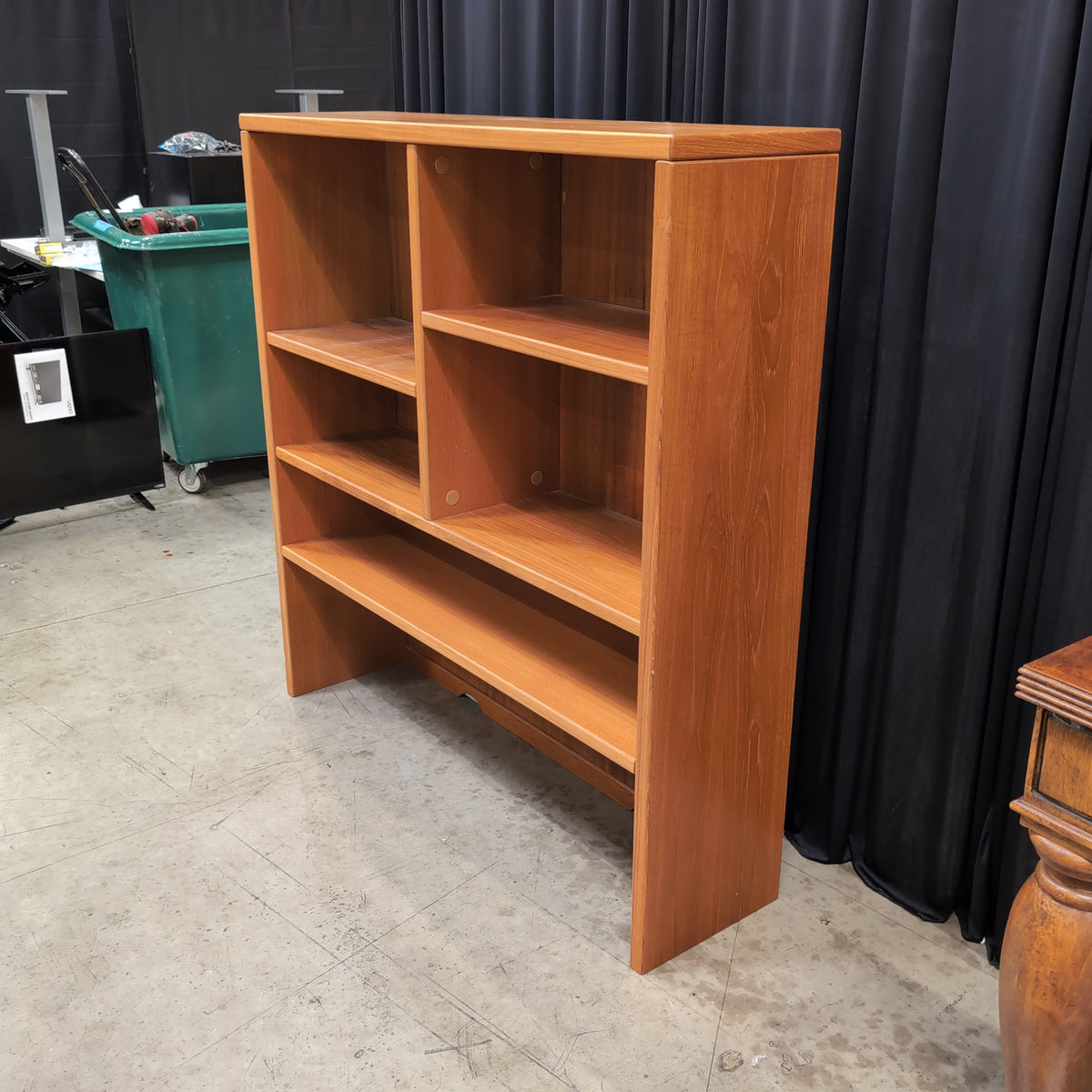 Mid-Century Style Multi-Shelf Bookcase in Teak Tone Wood
