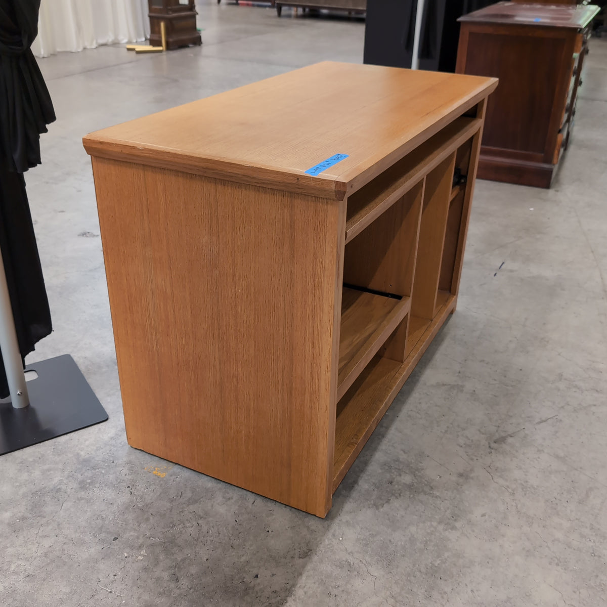 Light Oak Finish TV Stand with Shelving