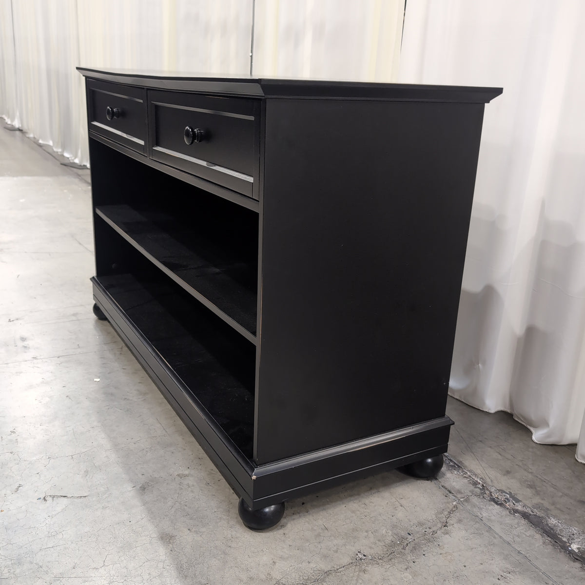 Dark Wood Finish Long TV Stand