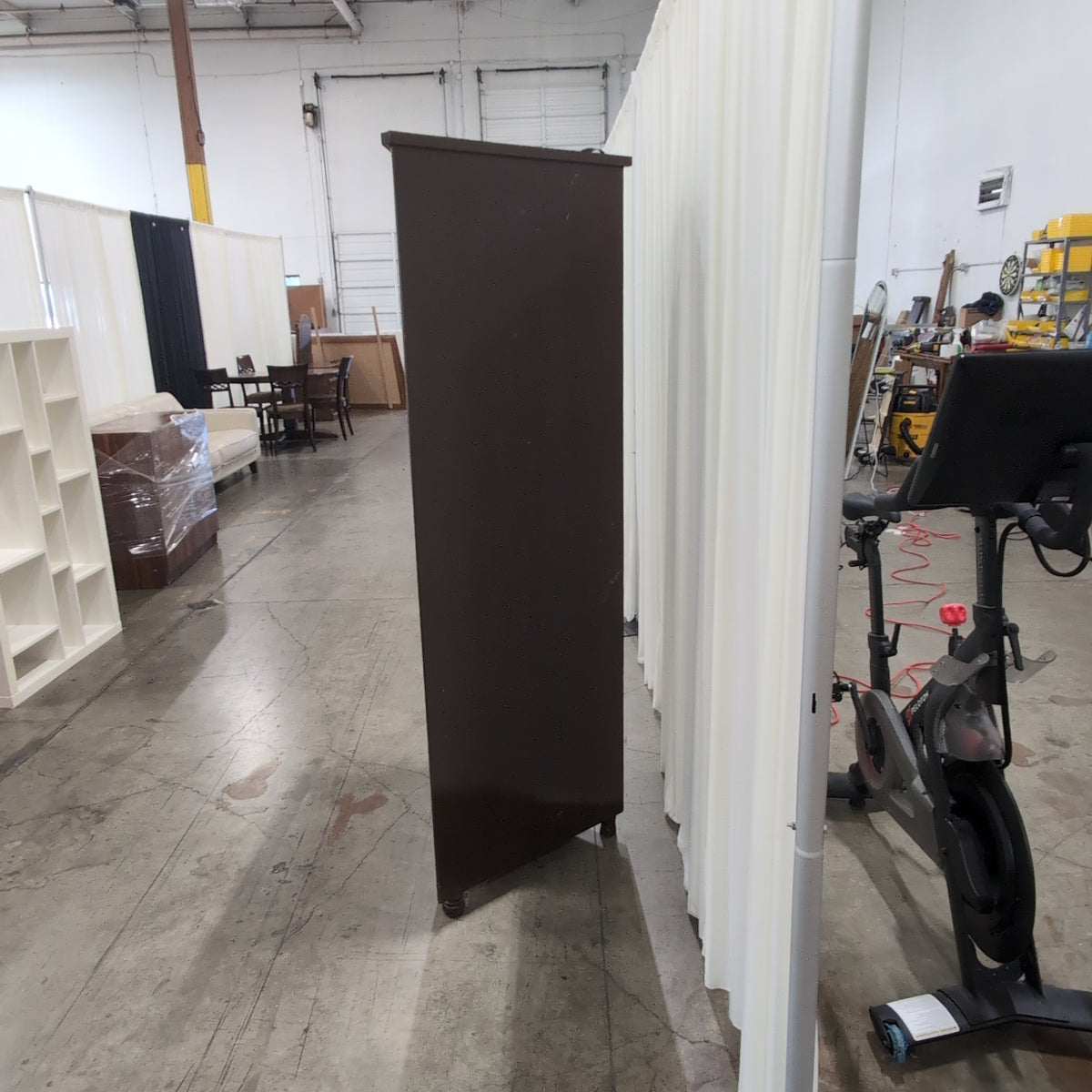 Dark Brown Wood China Cabinet with Glass Doors