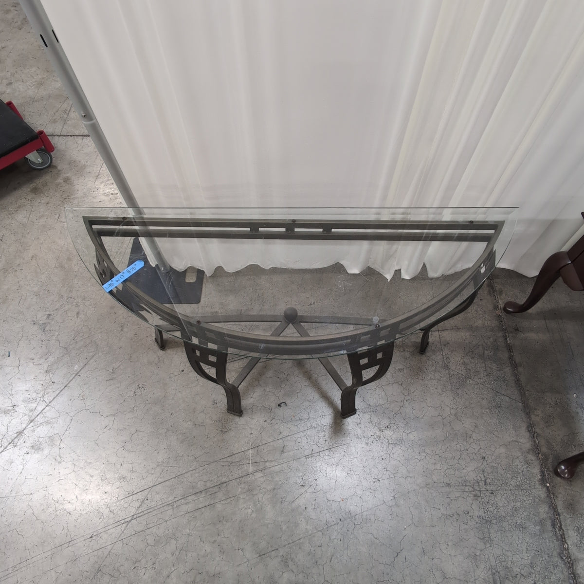 Half-Moon Glass Top Console Table