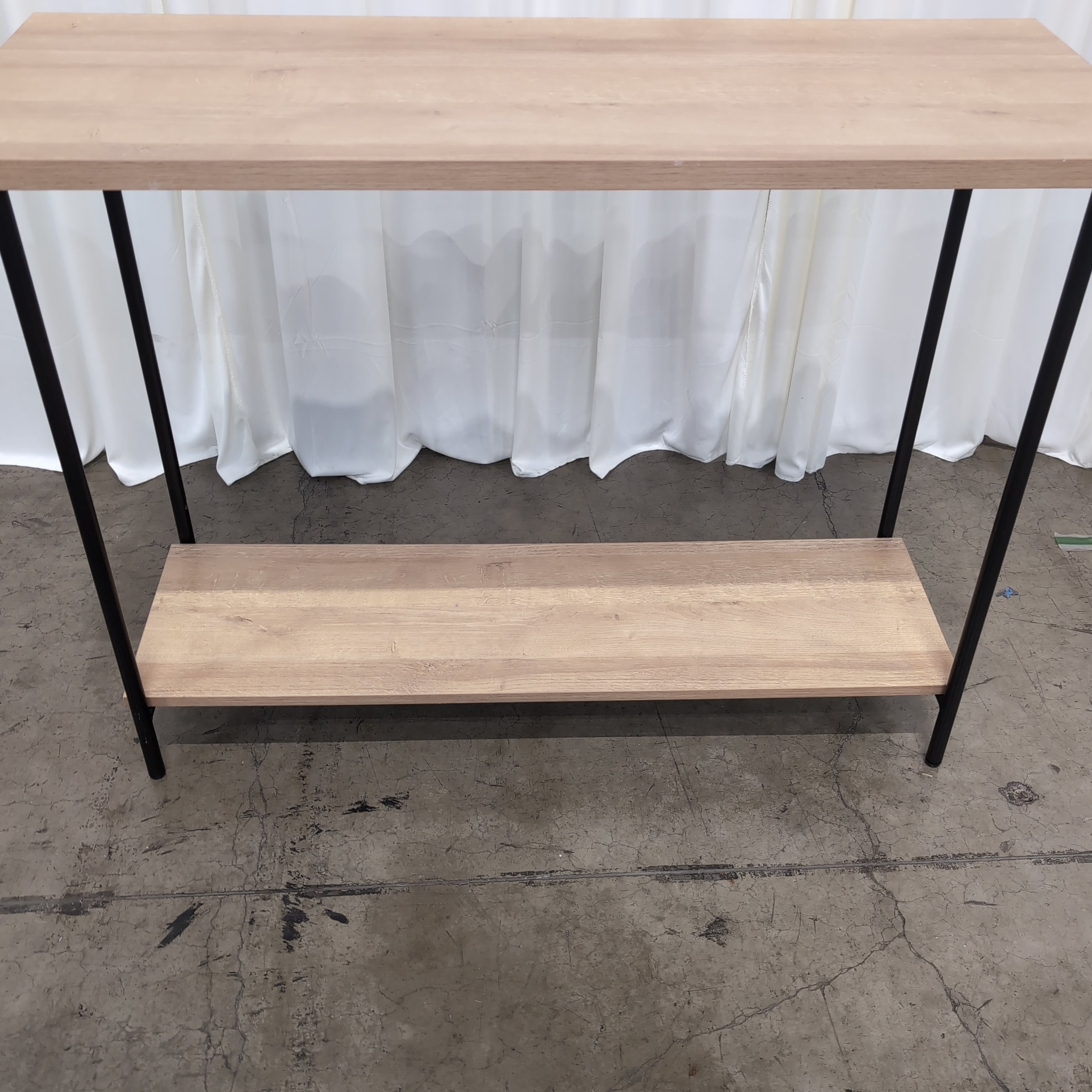 Minimalist Light Wood Console Table with Two Shelves