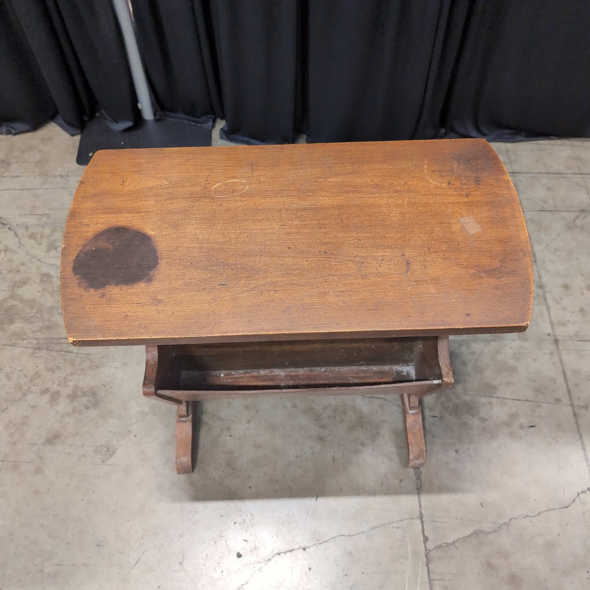 Brown Wood End Table with Magazine Rack
