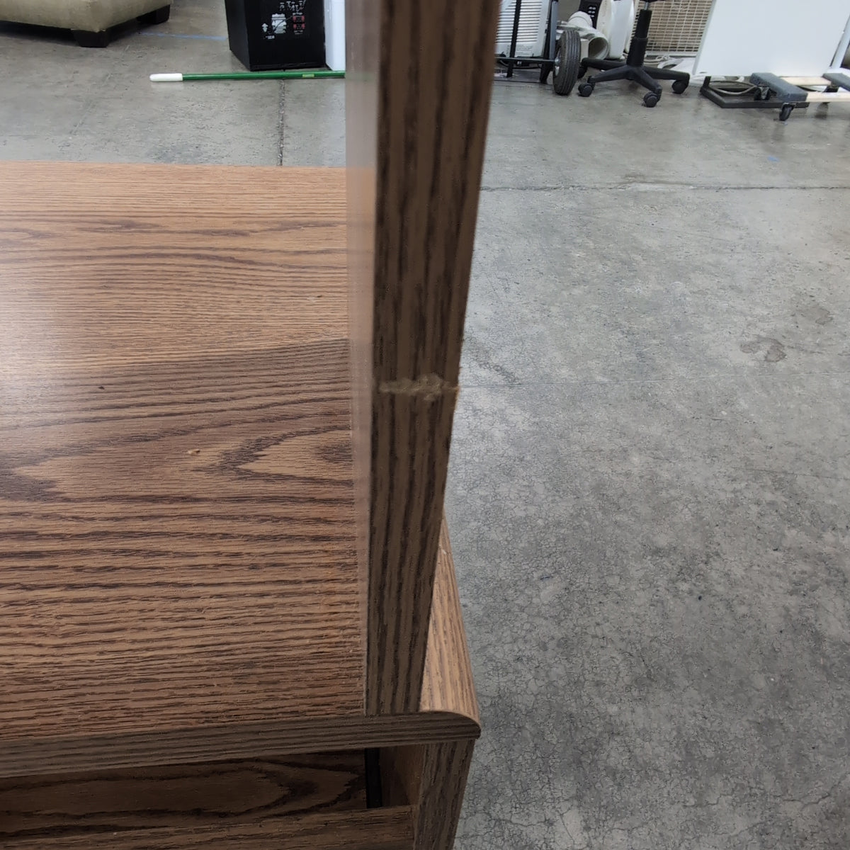 Rolling Wood Grain Computer Desk with Hutch