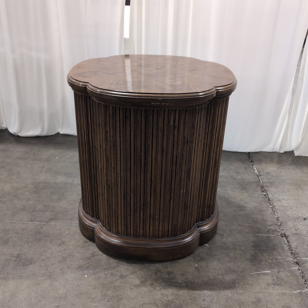 Dark Wood Curved Fluted Console Table