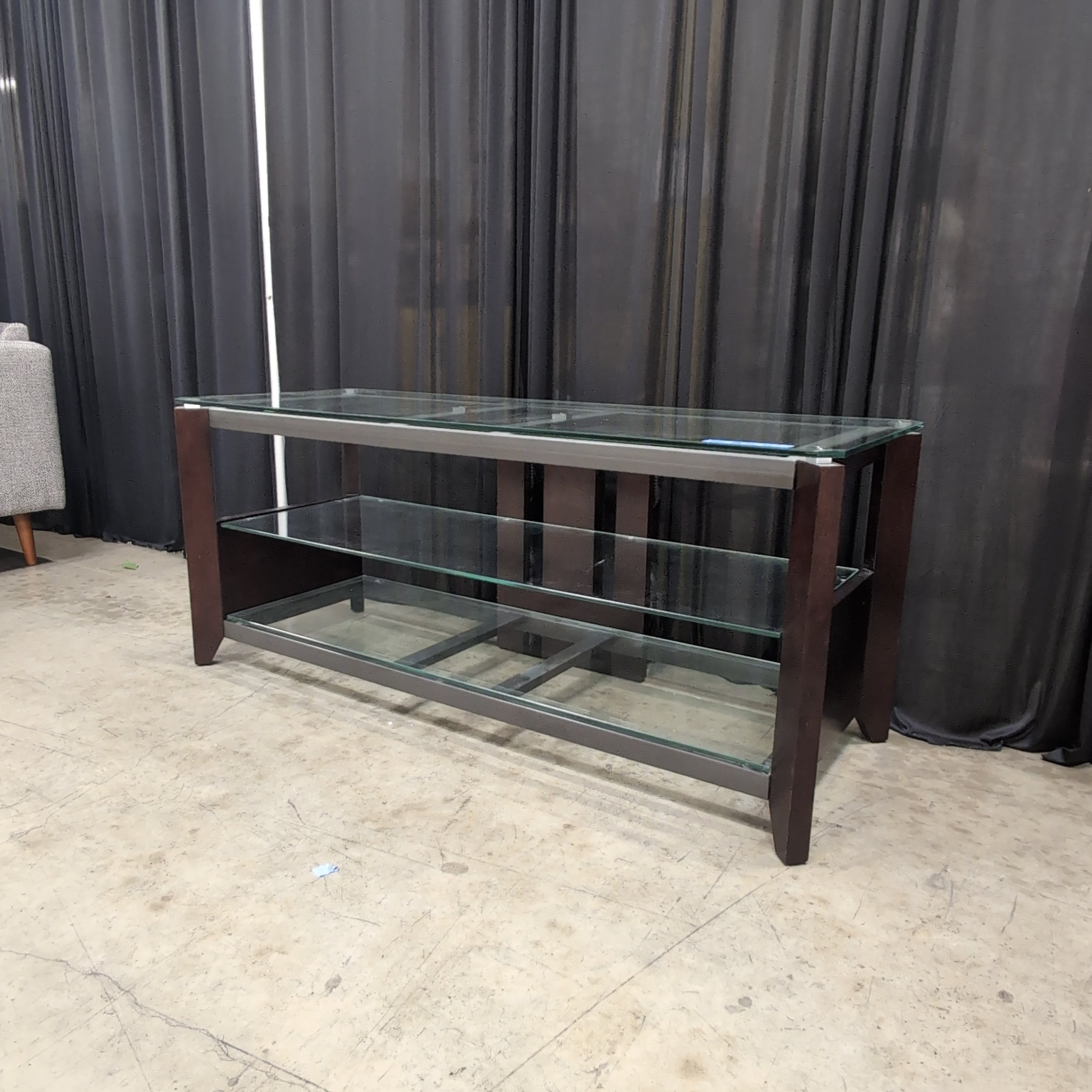Rectangular Glass Top Coffee Table in Dark Wood