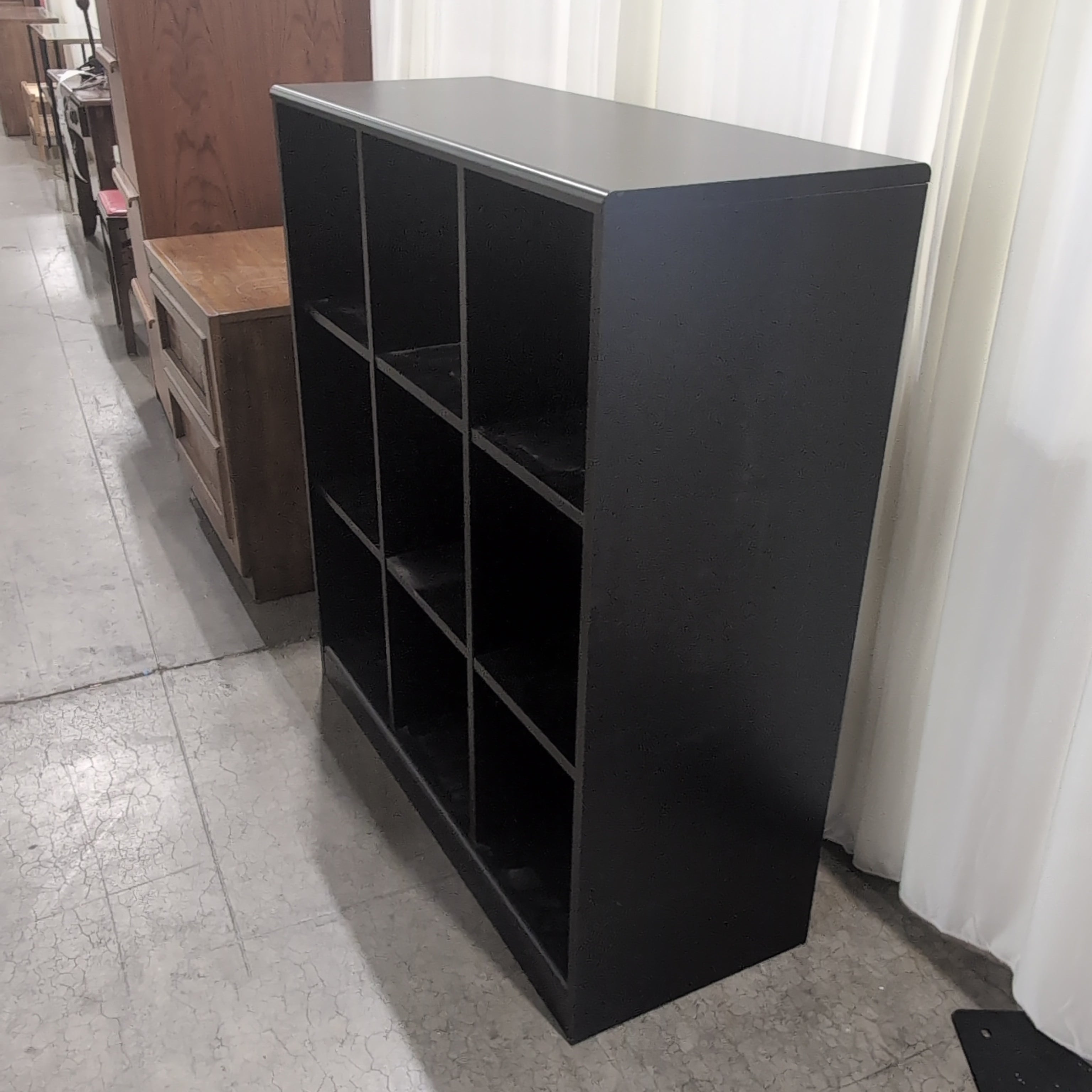 Black Wood Composite Multi-Cubby Storage Bookcase