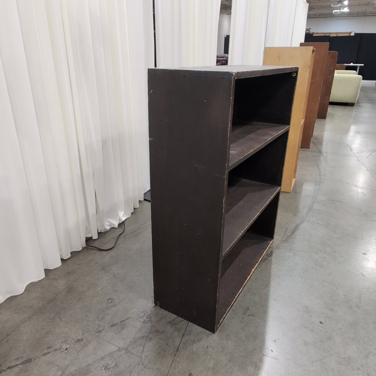 Dark Brown Three-Shelf Bookcase in Wood Tone