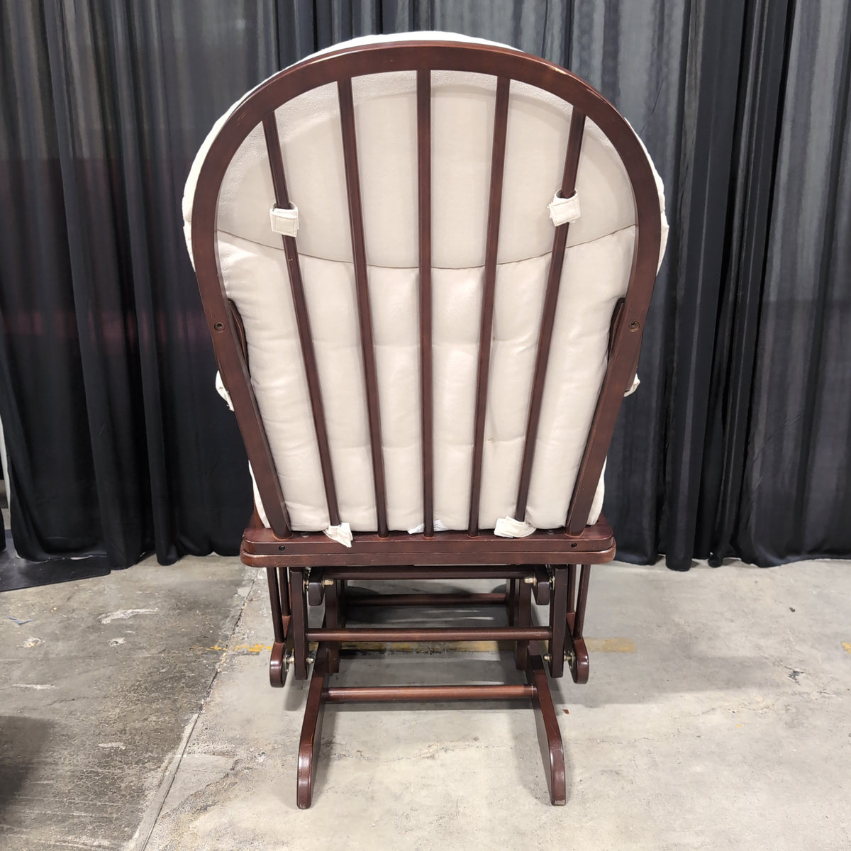 Cream Upholstered Wood Glider Chair with Ottoman
