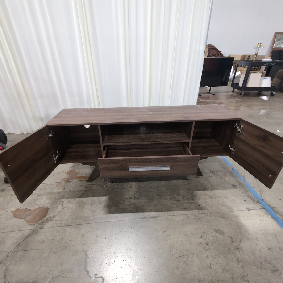 Mid-Century Modern Dark Wood TV Stand