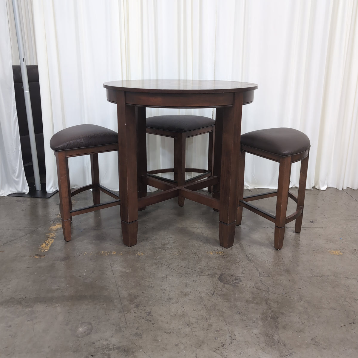 Dark Wood Counter Height Game Table with Three Stools