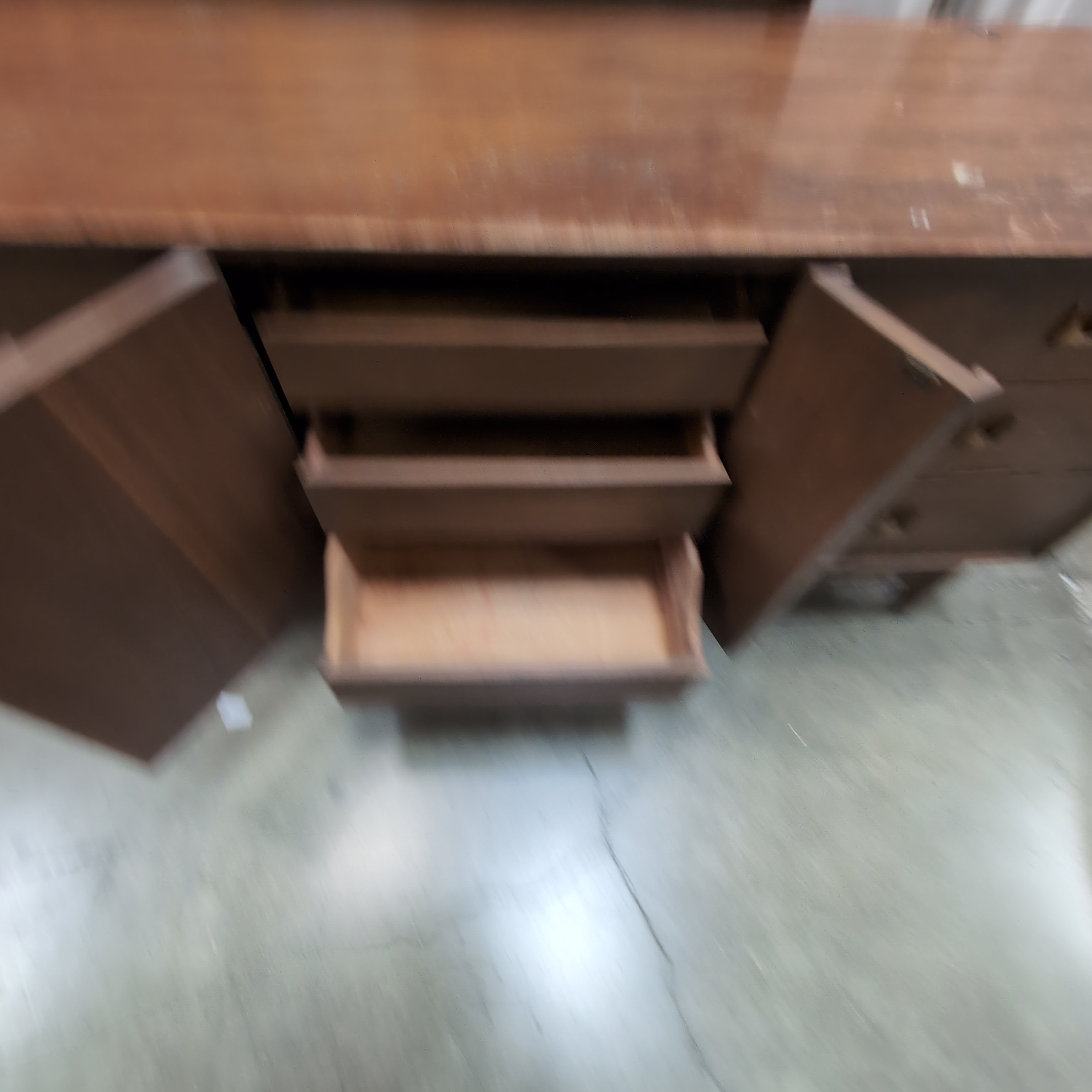 Mid-Century Modern Dark Wood Dresser with Matching Mirror