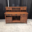 Traditional Reddish Brown Wood Desk with Hutch Storage