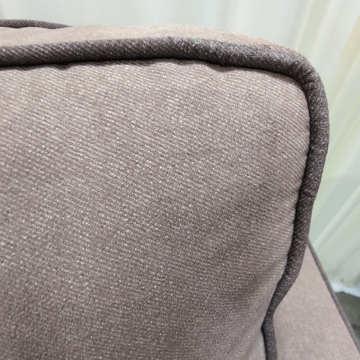 Muted Mauve Fabric Couch with Track Arms