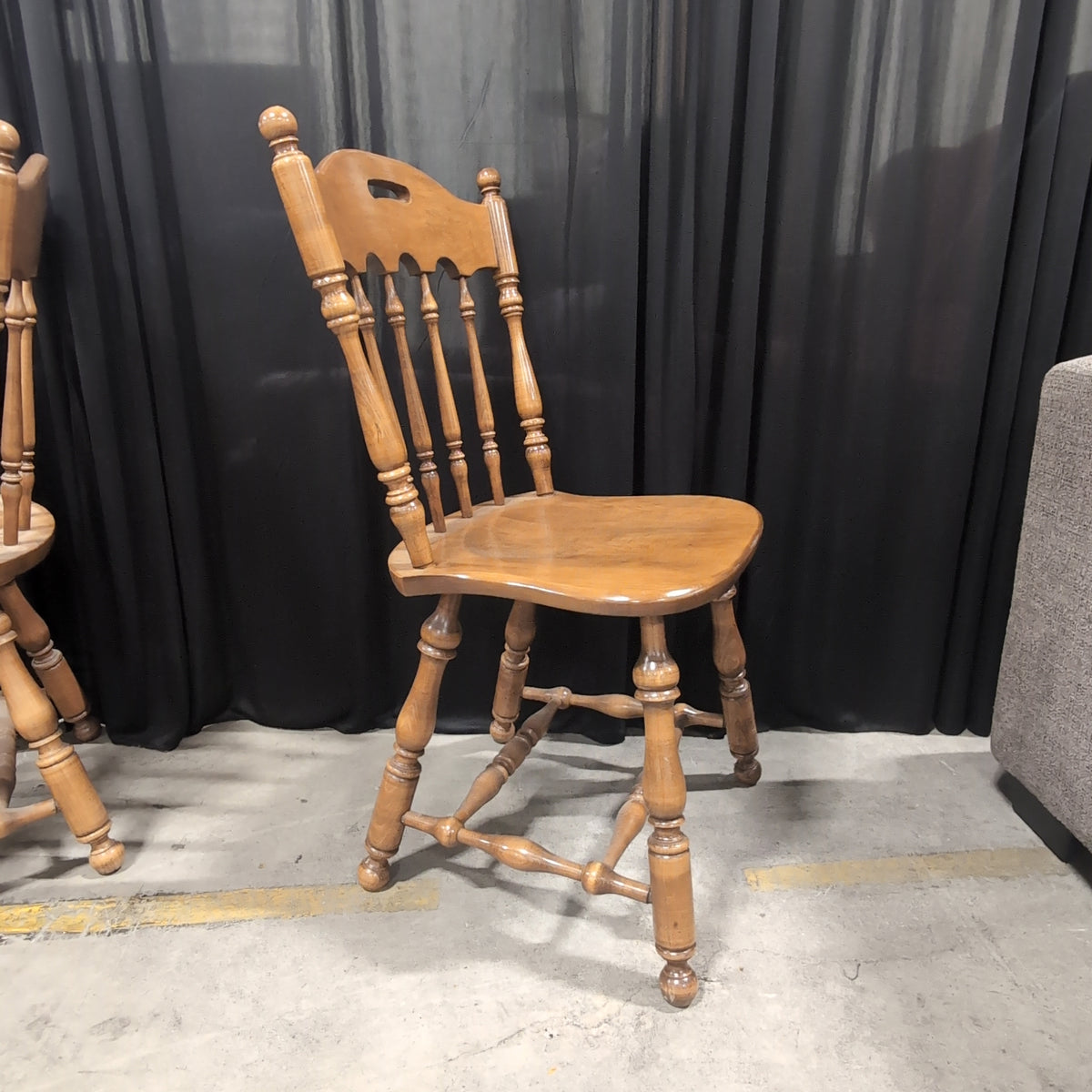 Light Wood Drop Leaf Dining Table and Six Chairs