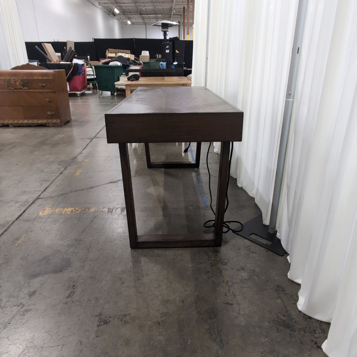Dark Wood Writing Desk with a Patterned Top