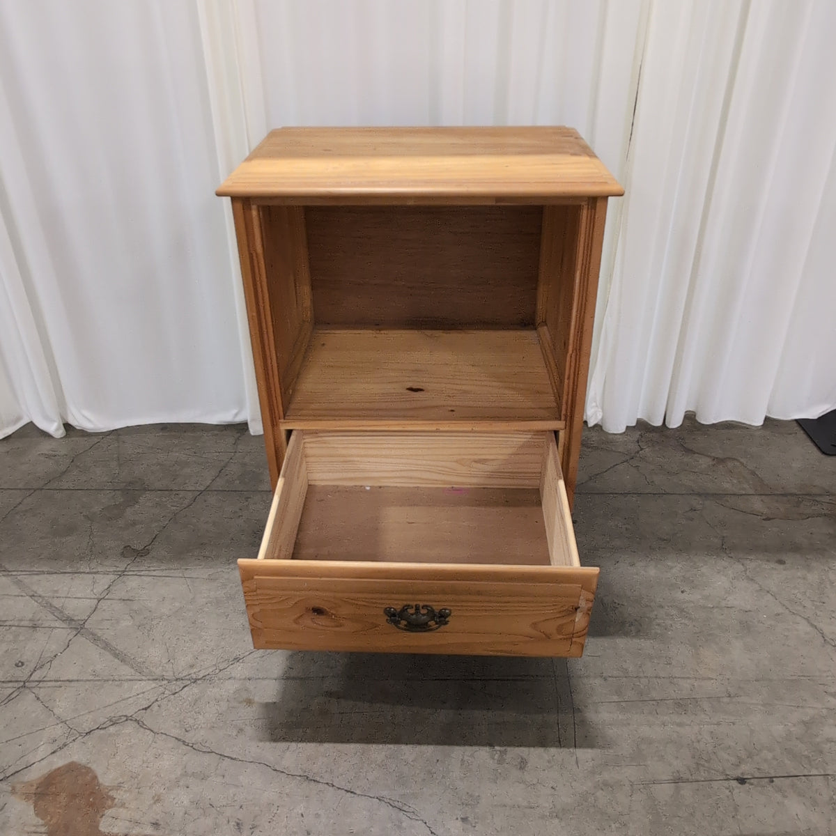 Honey Pine Wood Single Drawer Nightstand