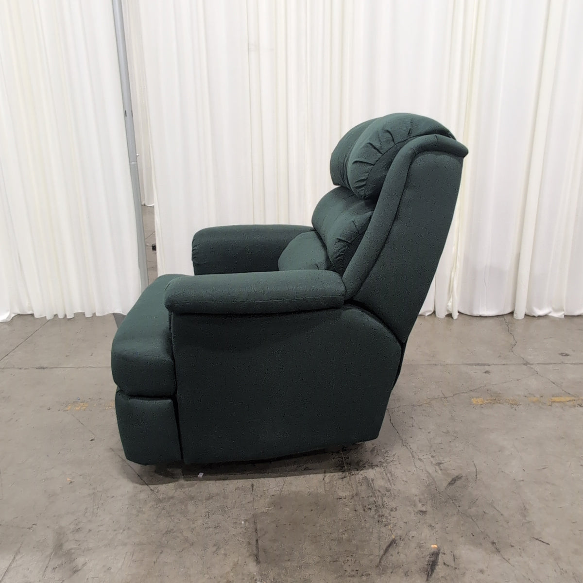 Dark Green Fabric Recliner with Padded Arms
