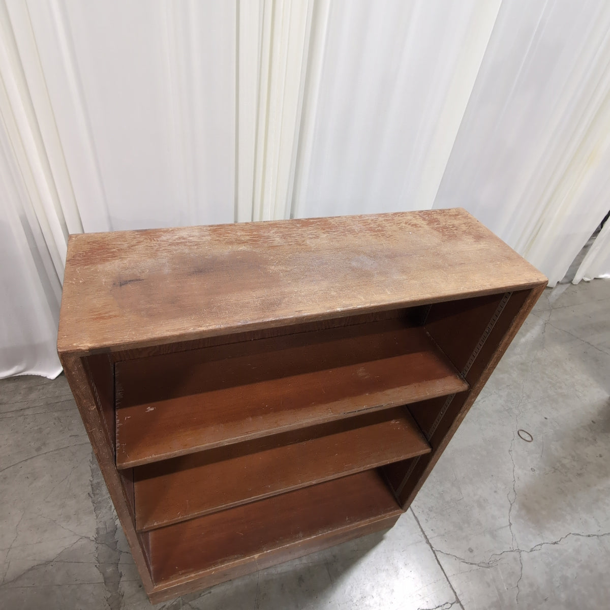 Brown Stained Wood Three-Shelf Bookcase