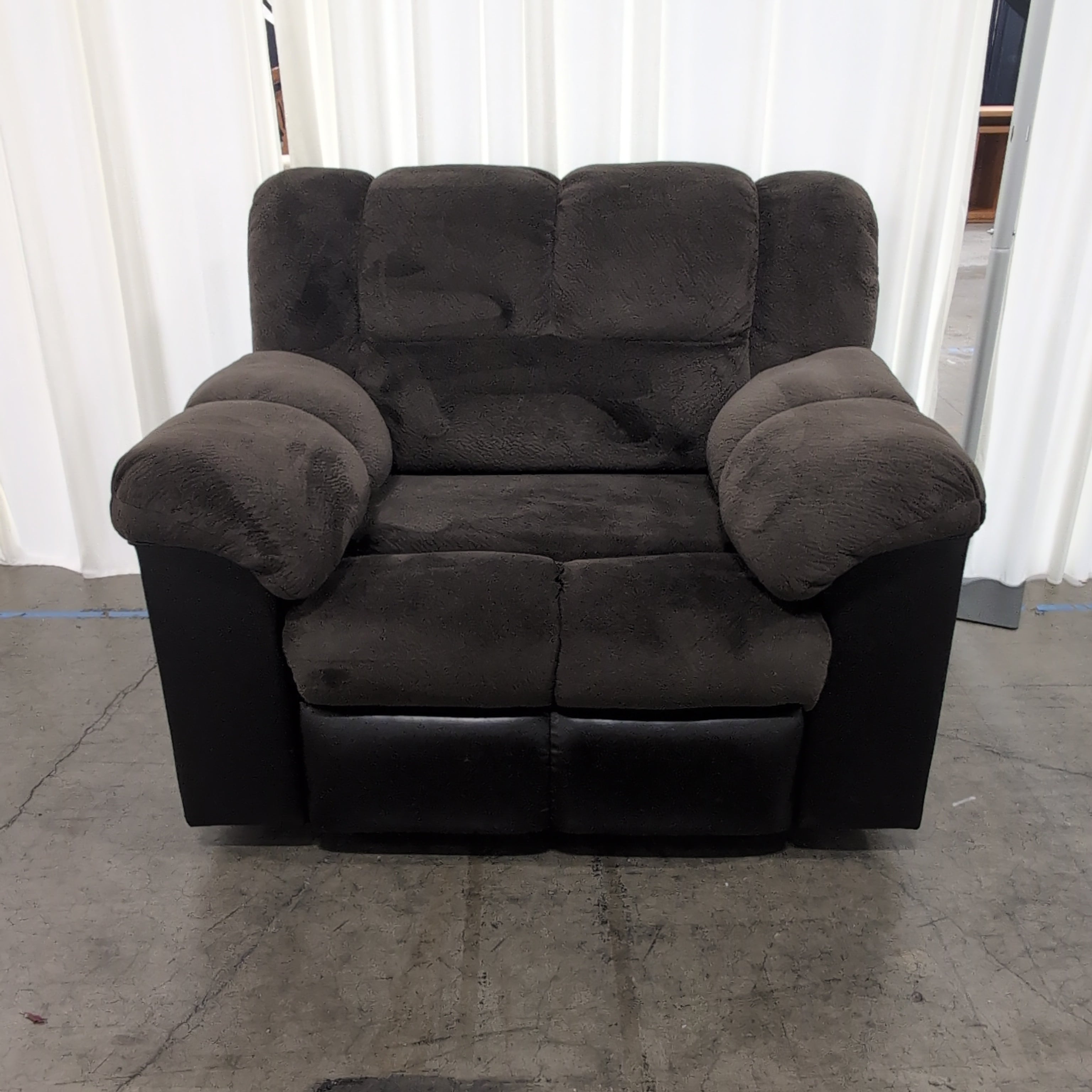 Charcoal Fabric Recliner with Faux Leather Accents