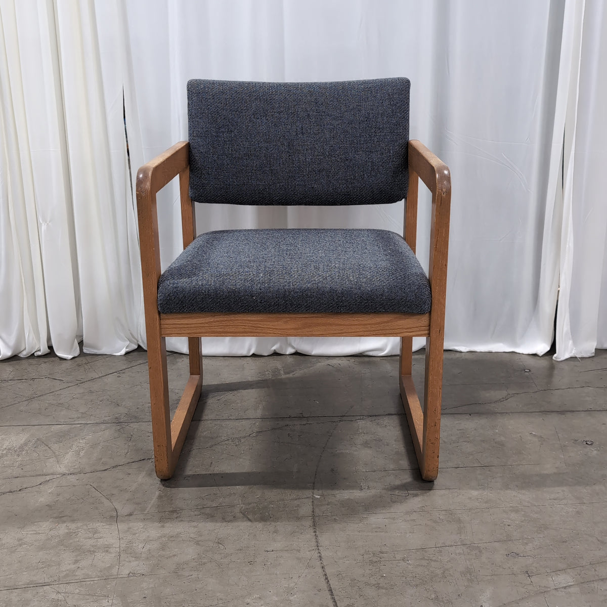 Wood Frame Dark Gray Upholstered Arm Chair