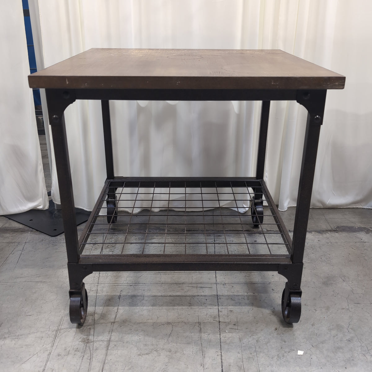 Industrial Brown Wood Rolling Kitchen Cart