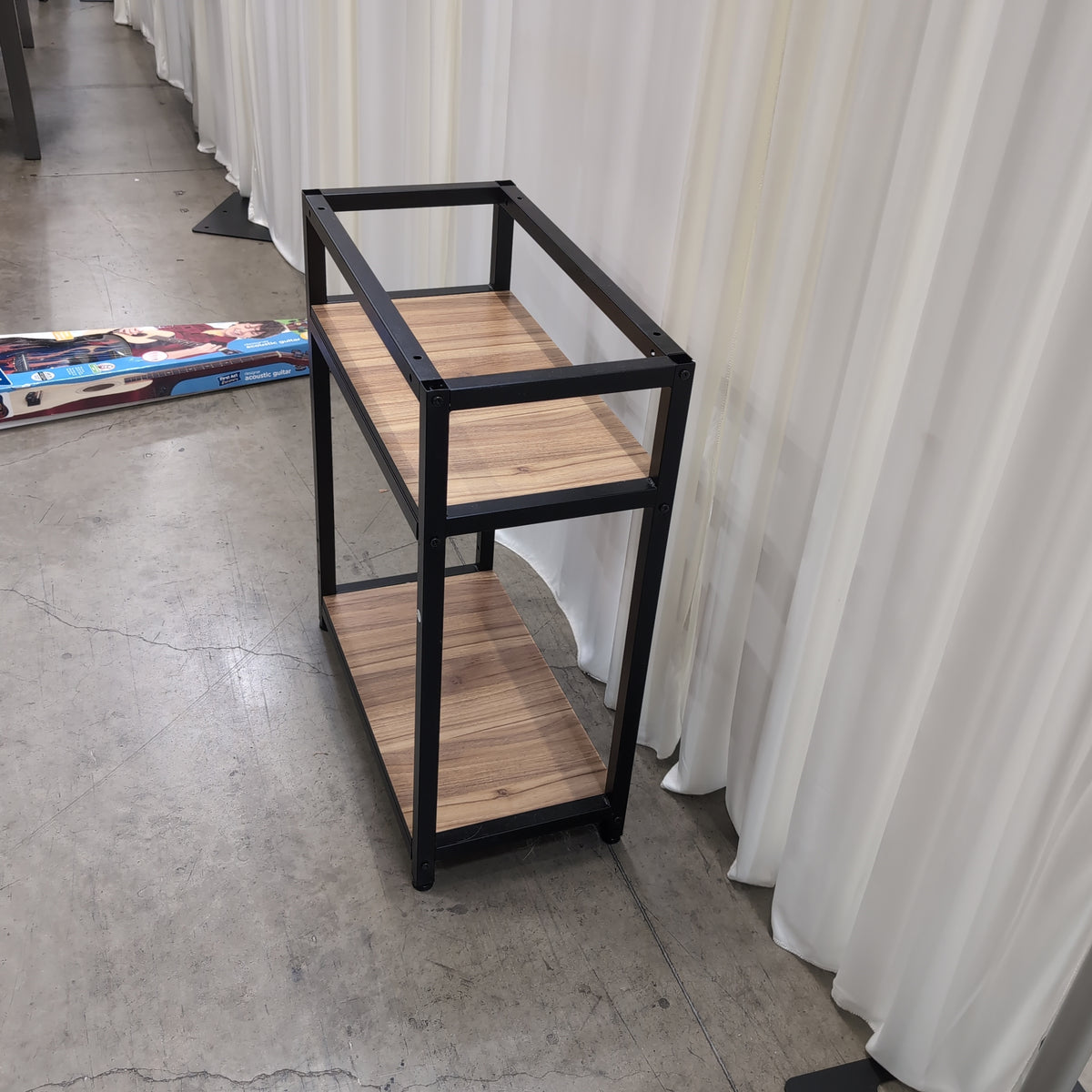 Industrial Black Metal Two-Tier Bookcase